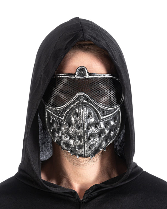 Steampunk Maske "Chainsaw" zum Kostüm | Silber Grau