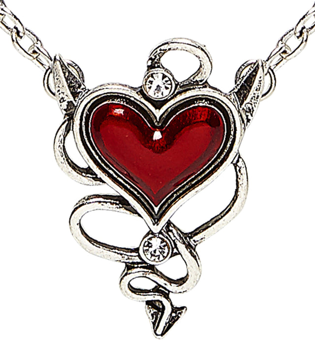 Halskette mit teuflisch rotem Herzjuwel 46756 - Silber Rot | Schmuck Vampir Teufelskostüm