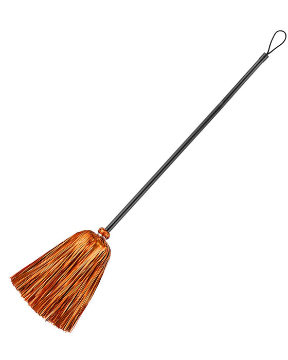 Hexenbesen mit Lametta - 92 cm | Schwarz Orange