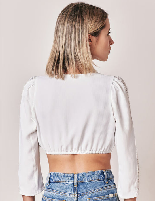 Julia Trentini Damen Dirndlbluse "Romina" 7/8 Langarm 710265 | Ecru