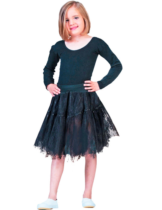 Petticoat Rock aus Spitze für Mädchen - Länge 40 cm | Schwarz