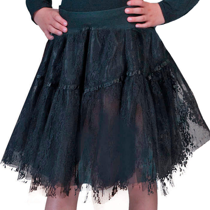 Petticoat Rock aus Spitze für Mädchen - Länge 40 cm | Schwarz