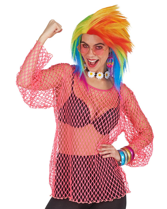 Neon Netz Shirt | Pink - Rave Rocker Disco Party Kostüm