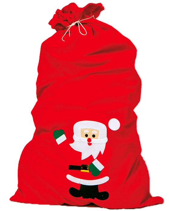 Nikolaus Geschenke Sack aus Filz mit Weihnachtsmann | 90 x 60 cm - Rot