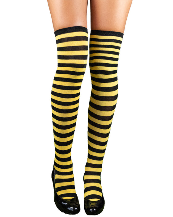 Overknees Kniestrümpfe "Ringelstrümpfe" - 414036 | Gelb Schwarz gestreift