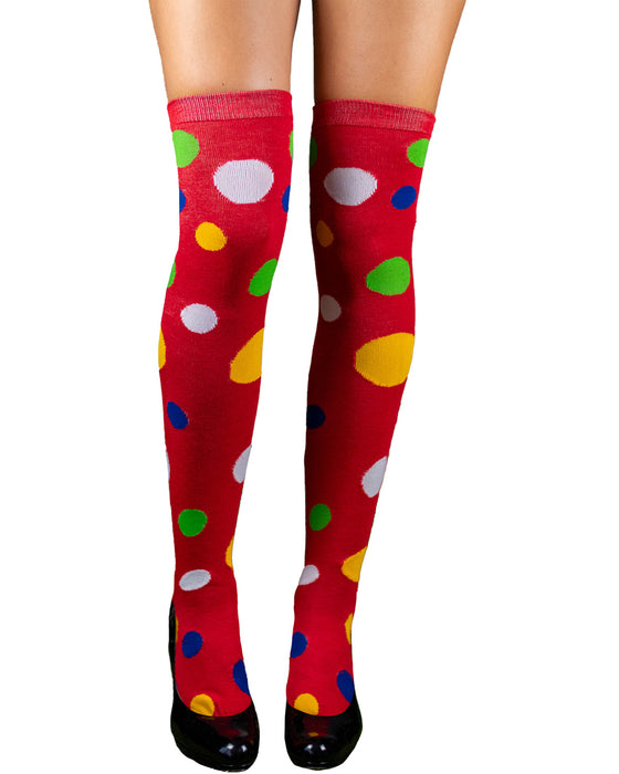 Overknees Clown Kniestrümpfe "Polka Dot" - 414039 | Rot Bunt