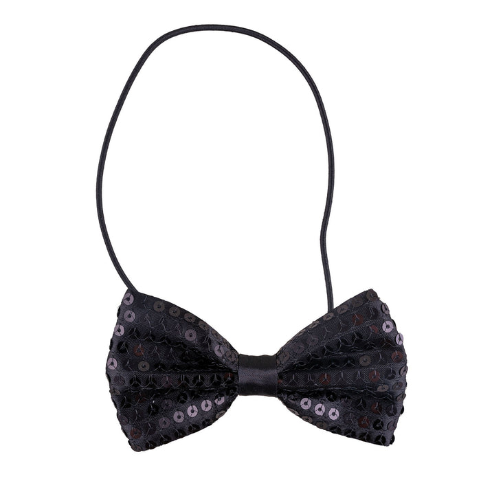 Pailletten Fliege zum Show Kostüm für Erwachsene | Schwarz