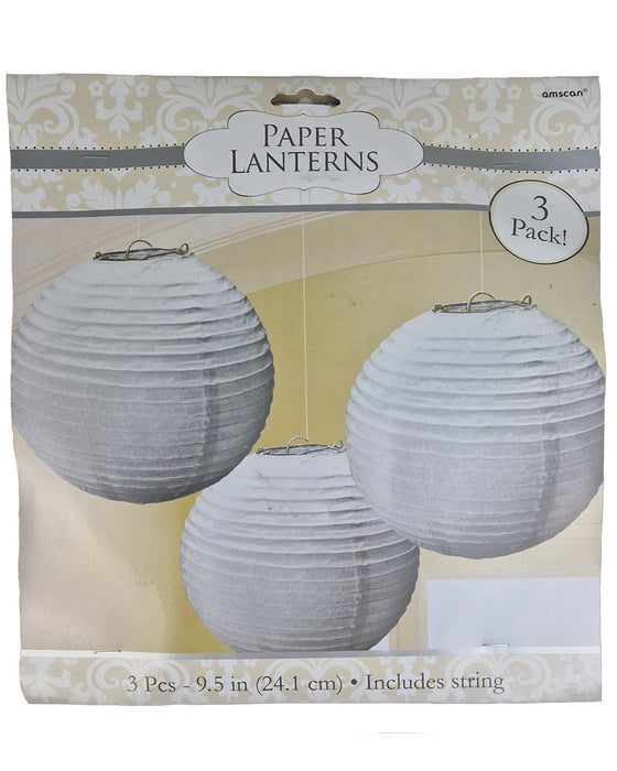 Papier Lampions Laternen 3 Stück | Silber