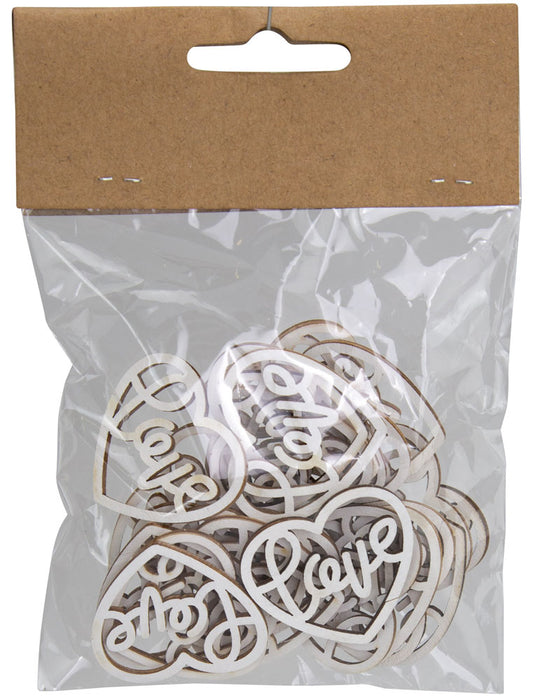 Holz Streudeko Herzen "Love" 24 Stck. - Ø 3 cm | 08272 Hochzeit Tischdekoration