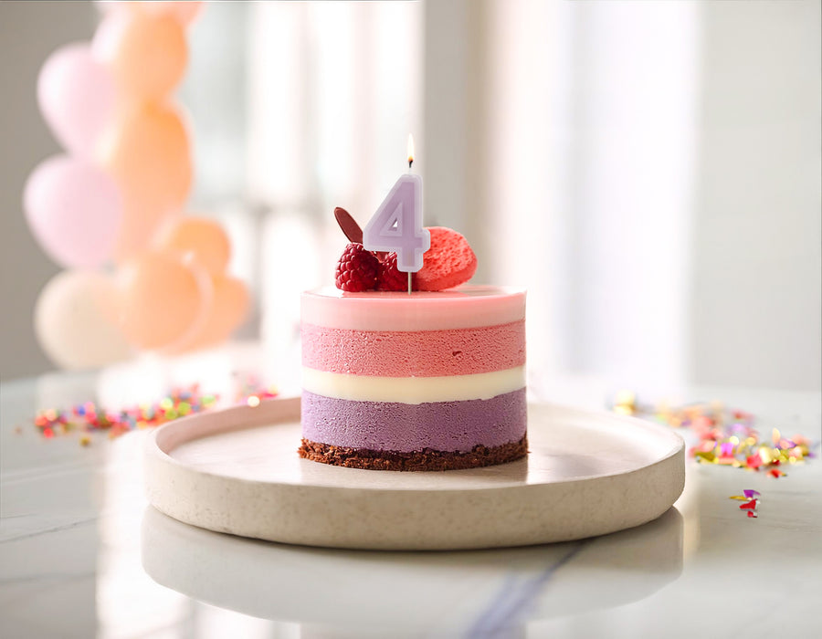 Kerzenzahl #4 | 6 cm Lila