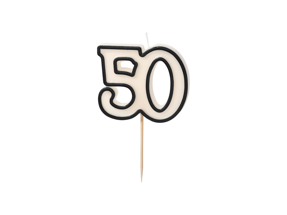 Kerzenzahl #50 | 5,5 cm Schwarz/Weiß