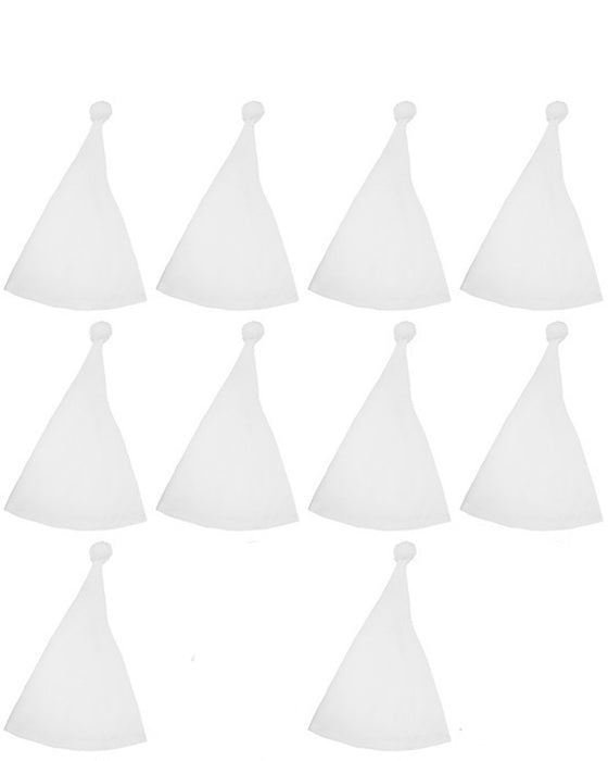 10er Set Schlafmütze mit Bommel - Weiß | Zubehör Kostüm Party Hochzeit