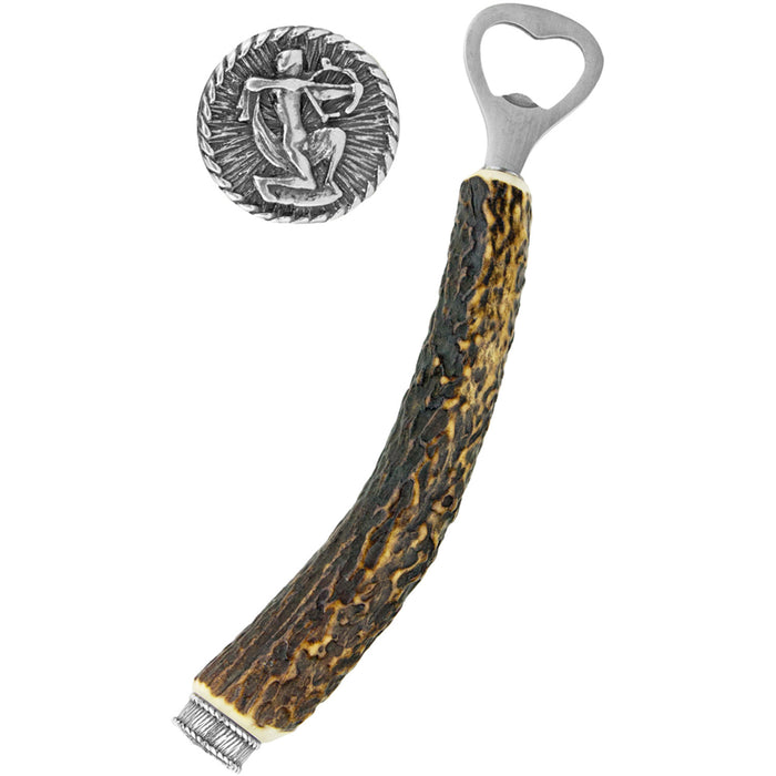 Funk Hirschhorn Flaschenöffner mit Zierkappe | Sternzeichen Schütze