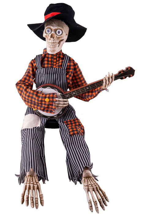 Skelett mit Banjo - Animiert | 98 x 31 x 27 cm