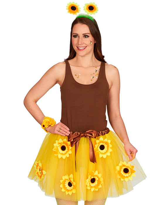 Sonnenblumen Kostüm Tutu Petticoat | Gelber Tüllrock für Damen - 45 cm
