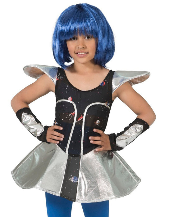 Space Girl Kostüm "Leia" für Mädchen | Silber Metallic