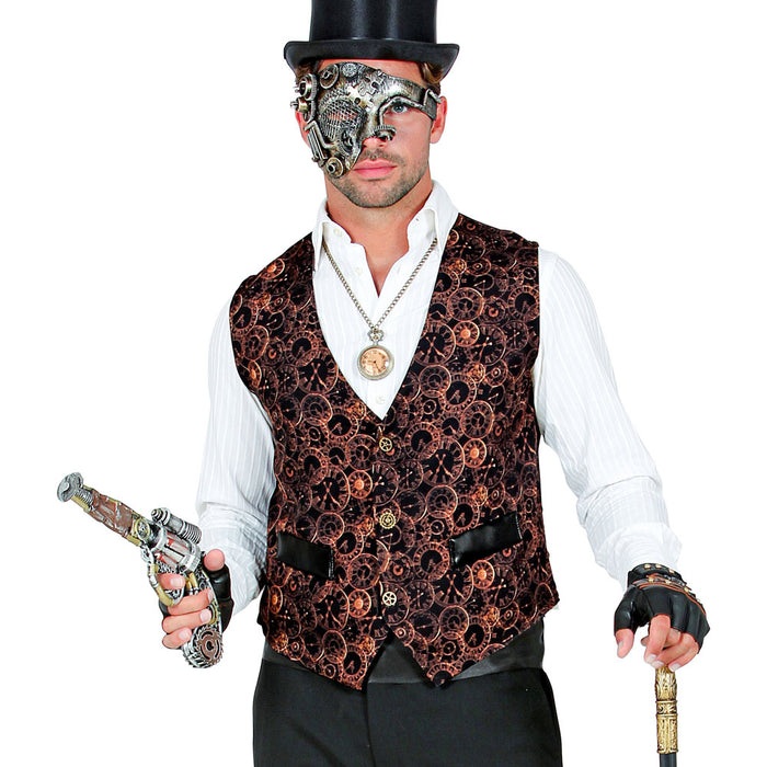 Steampunk Weste für Herren mit Zahnrädern - 48182 | Viktorianisches Kostüm