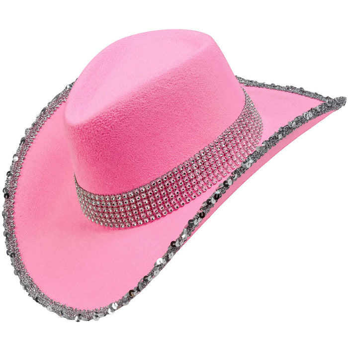Strass Cowboyhut für Erwachsene | Pink