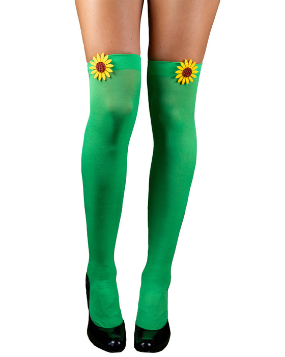 Overknees Halterlose Strümpfe "Sonnenblume" - 414011 | Grün