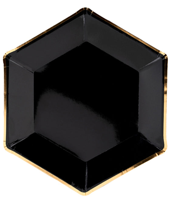 6 Pappteller "Let´s celebrate" 20cm | Schwarz Gold