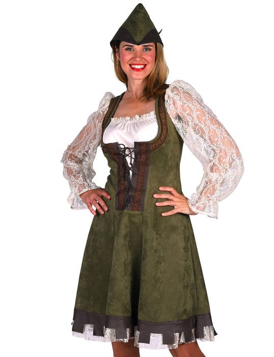 Robin Hood Kostüm für Damen - Wildlederlook | Kurzes Kleid Lady Marian