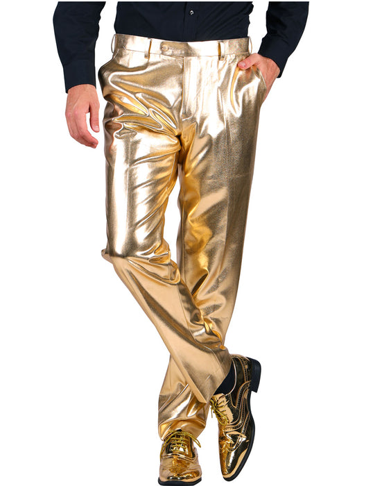 80er Jahre Disco Hose für Herren - Metallic Gold | Retro Party Kostüm