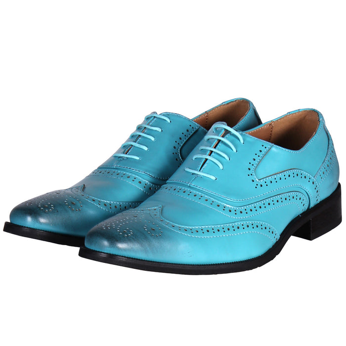 Herren Show Party Schuhe "Colourfull" - Schnürschuhe | Türkis