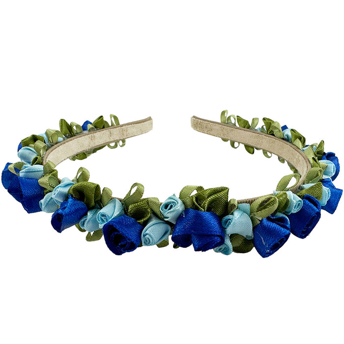 Blumen Haarreif "Rosalie" mit Rosenblüten | Blau