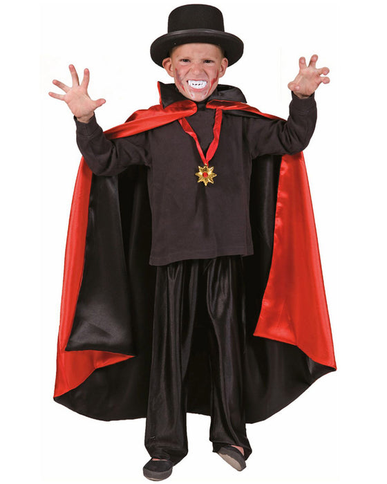 Vampir Dracula Umhang für Kinder | Schwarz Roter Wendeumhang