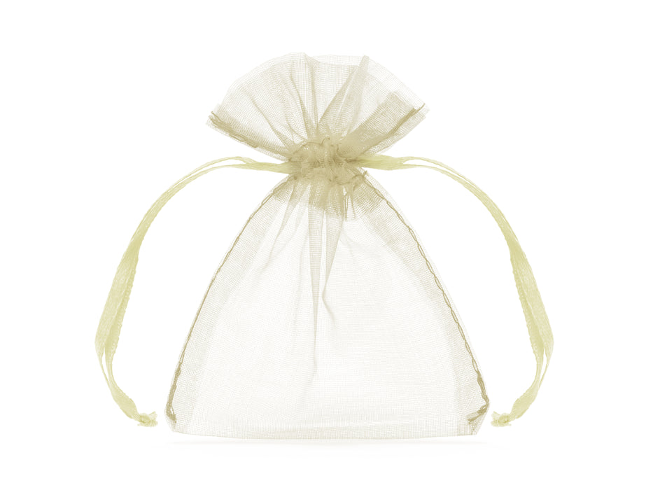Organzasäckchen mit Satinband, 10Stück, creme