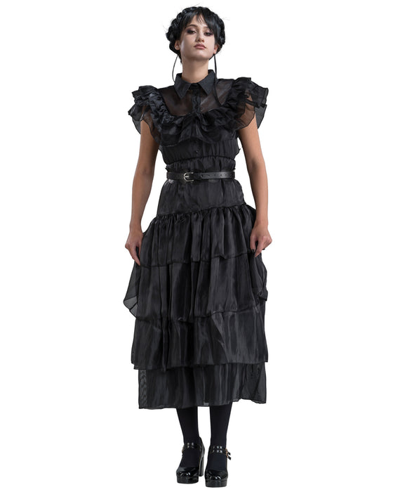 Kostüm "Wednesday" für Damen | Ballkleid Rabenball Schwarz - Addams Family