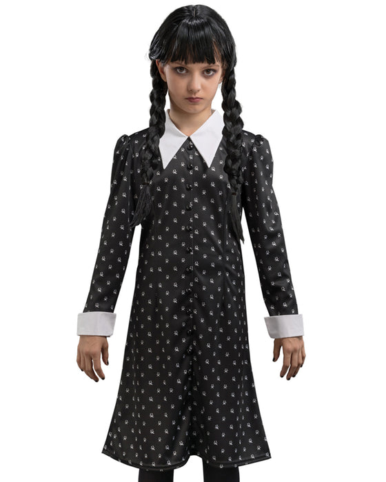Kostüm "Wednesday" für Kinder | Print Kleid Schwarz Weiß - Addams Family