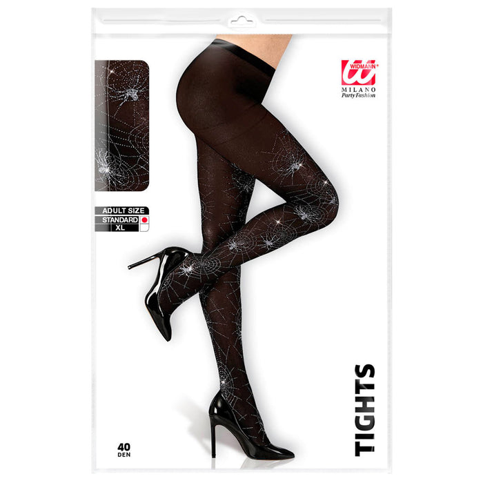 Glitzernde Spinnen Strumpfhose für Damen 40 DEN | Schwarz