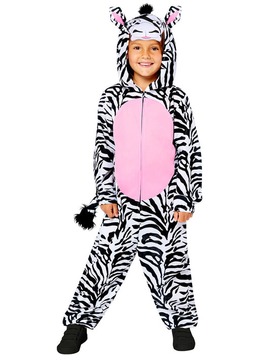 Zebra Kostüm für Kinder - Onesie | Overall Tierkostüm Zoo Safari