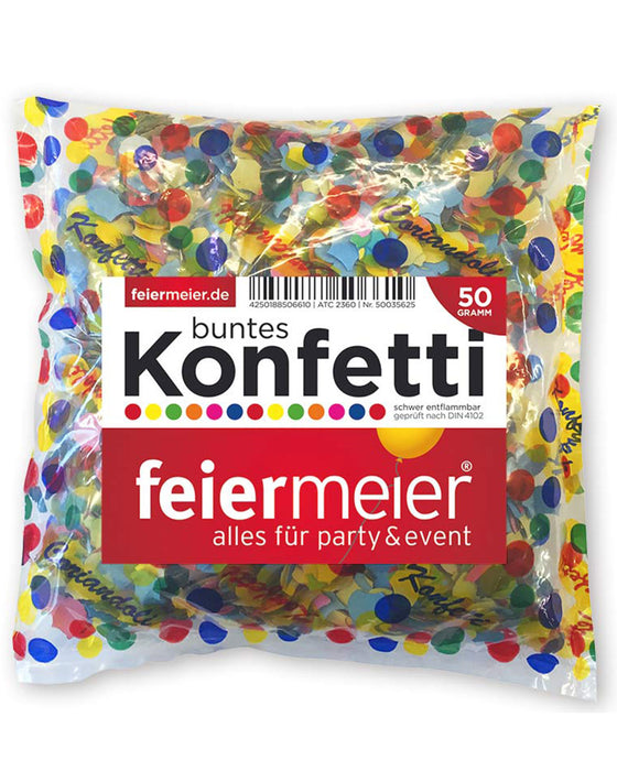 feiermeier® Konfetti Papier Bunt 50g Bunte Papierkonfetti für Party, Hochzeit, Karneval, Geburtstag, Silvester & Event-Deko