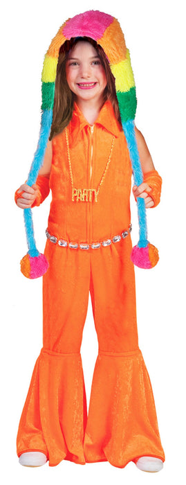 Hippie Girl Disco Anzug für Mädchen - Neon Orange