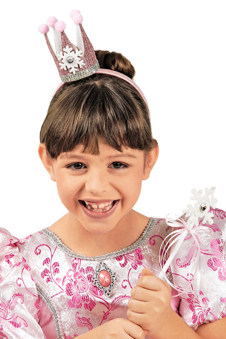 Schneekönigin Prinzessin Set für Mädchen 2-tlg. | Rosa - Haarreif und Zauberstab