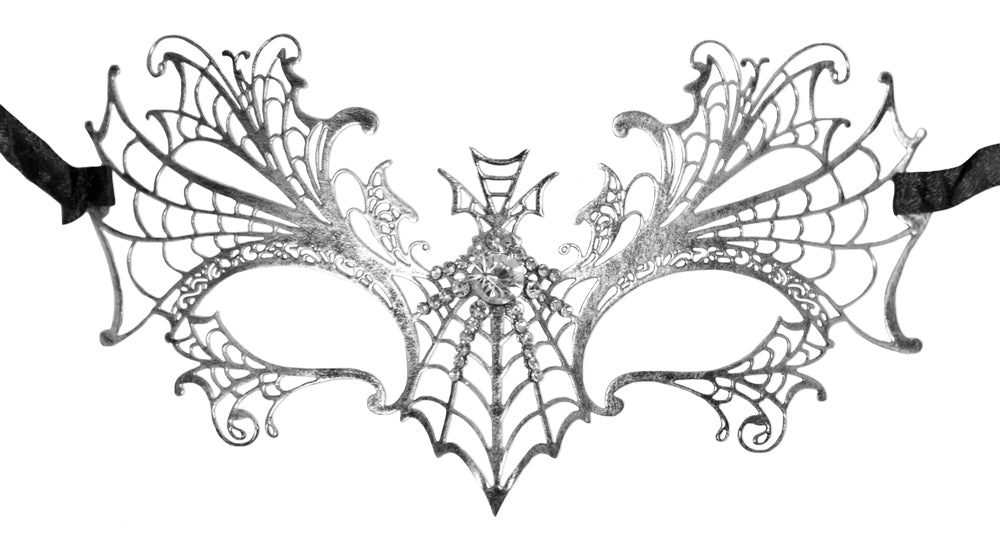 Schmetterling Augenmaske Obsidia - Silber Antik mit Strasselementen