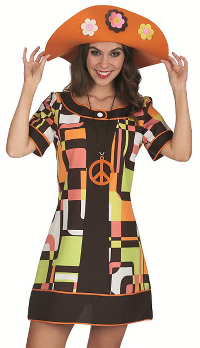 60er Jahre Retro Kleid Andy für Damen | Hippie Kostüm Mottoparty