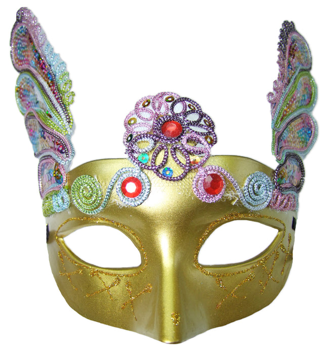 Augenmaske Florenz mit bunten Pailletten Gold