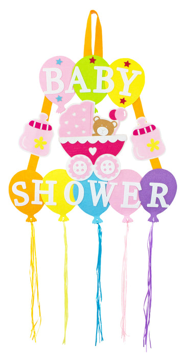 Baby Shower Party Dekoration - XL Wandbild mit Ballons 110 x 56 cm - Rosa