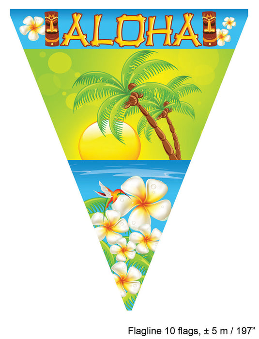 Aloha Hawaii Party Artikel zur Dekoration - Flaggen Girlande Aloha 5m