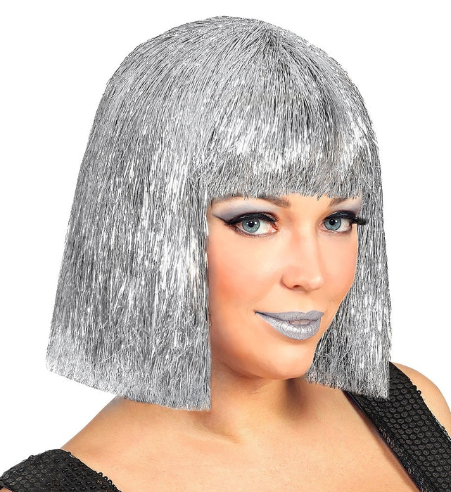 Las Vegas Glitzer Perücke "Glitzy" für Damen | Silber