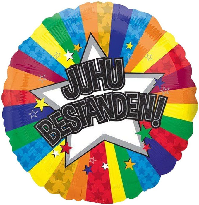 ABC18 Folienballon "Juhu Bestanden" Bunt | Ø 43 cm