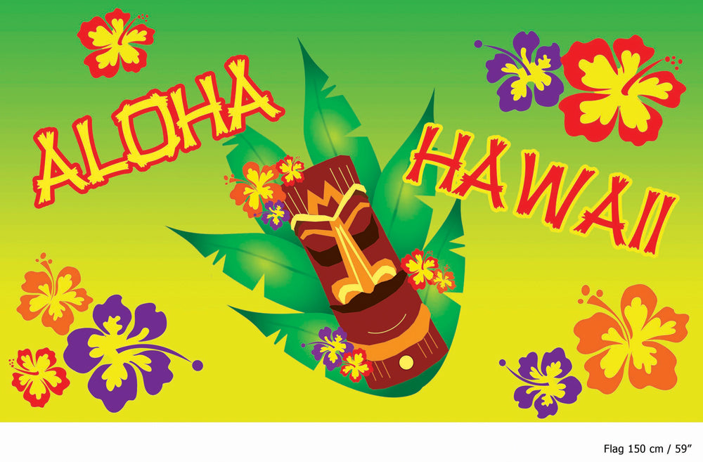 Aloha Hawaii Party Artikel zur Dekoration - Fahne Aloha Grün 150x90cm