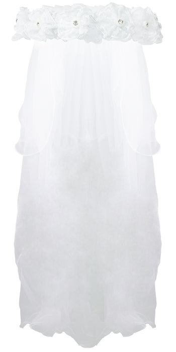 Brautschleier Haarkranz Novalie mit Spitze und Strass - Weiß
