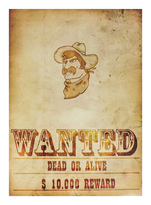 Poster Wanted im Wild West Look 42 x 30 cm