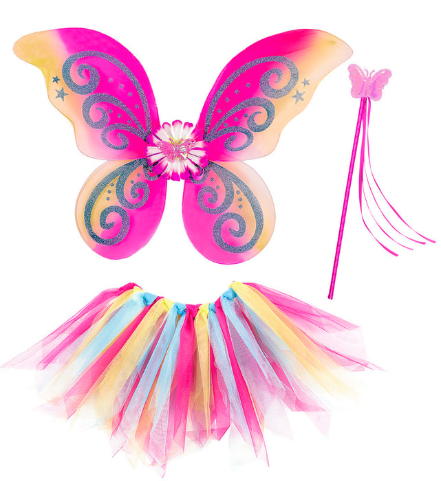 Fee Kinderkostüm "Magic Fairy" für Mädchen 3-tlg. | Mehrfarbig Gr. 110