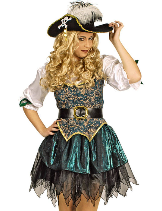 Piraten Kostüm "Angelica" für Damen | Seeräuberin Kleid Türkis