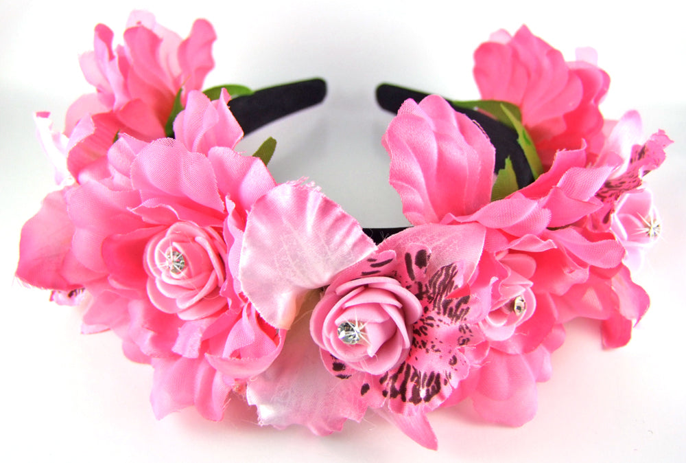 Wunderschöner Blumen Haarreif Mia mit Strass Rosa